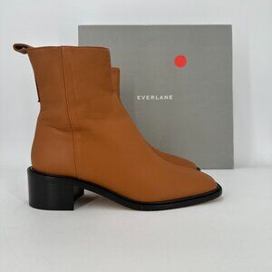Everlane The City Boot Desert Tan Leather 7.5 Women's Side Zip Block Heel Ankle